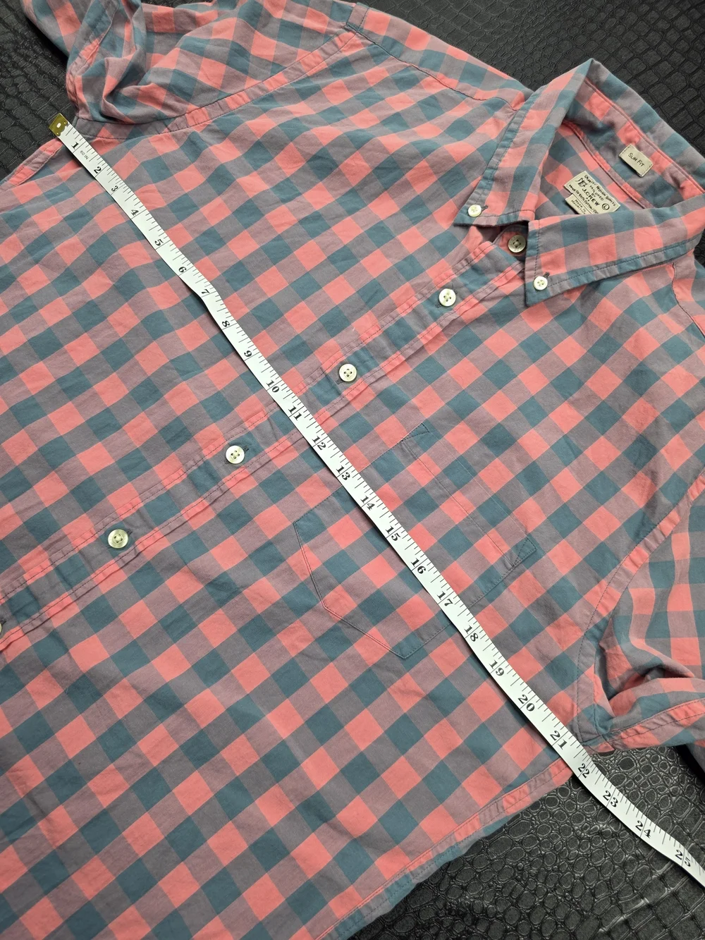 J.Crew Slim Fit Button Down Pink Grey Gingham Size Large